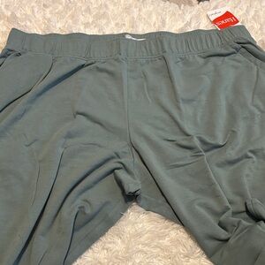 Hanes Women's Cropped Pants in Salt Pool Green.